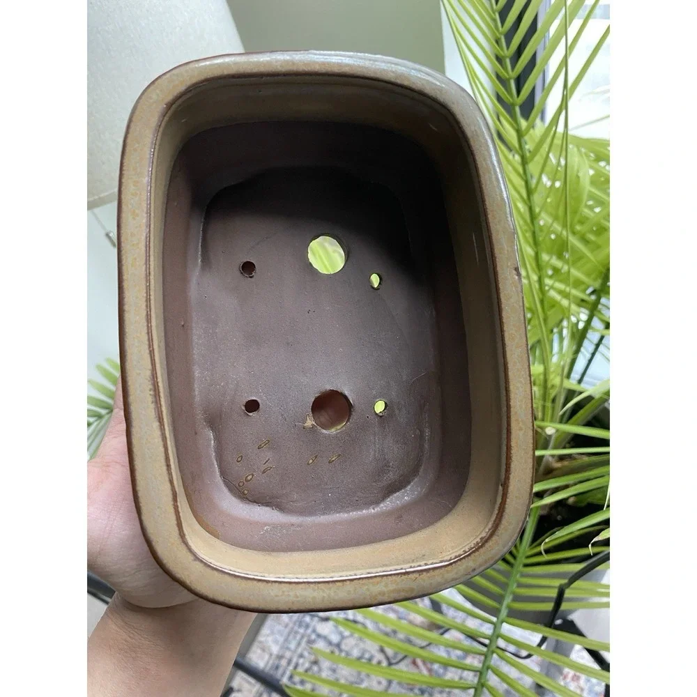 Bonsai Tree Planter‎ Ceramic Pot With Root Holes Earthy Plant 5